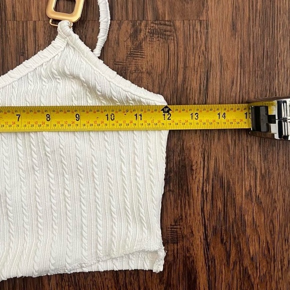 White Knit Women Top with Gold Hardware - Picture 4 of 5